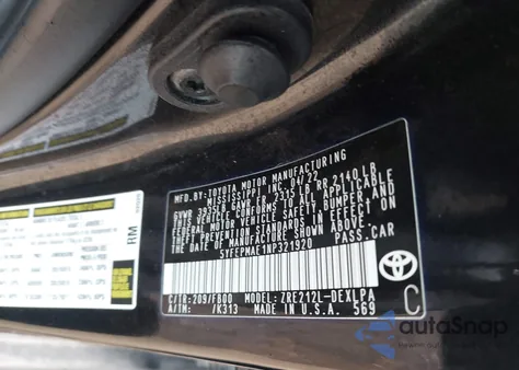 2022 Toyota Corolla Le from USA, damaged, VIN 5YFEPMAE1NP321920